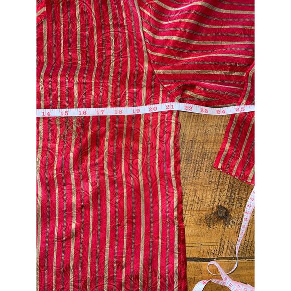 Womens Victorias Secret Red and Gold Striped‎ Sleep Satin Sleep Shirt Size Small - Picture 6 of 7